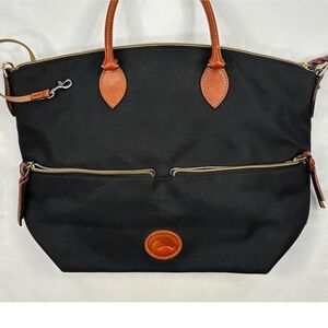 DOONEY & BOURKE Black Nylon/ Leather Trims Pocket Shoulder Bag
